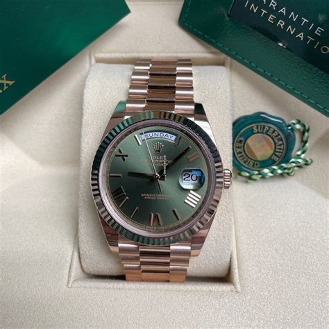 rolex rose gold green face|More.